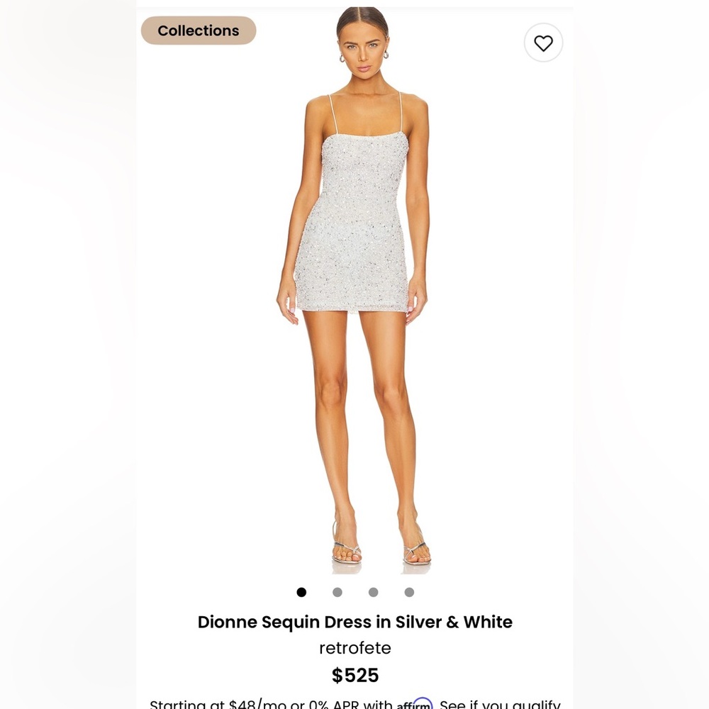 Retrofete Dionne Sequin Dress in Silver & White